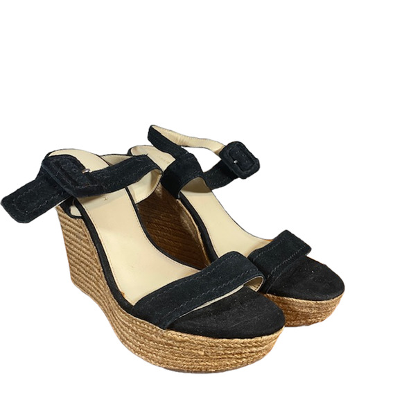 Marc Fisher Shoes - Marc Fisher Black Suede Ankle Wedge Espadrille Women SZ 10